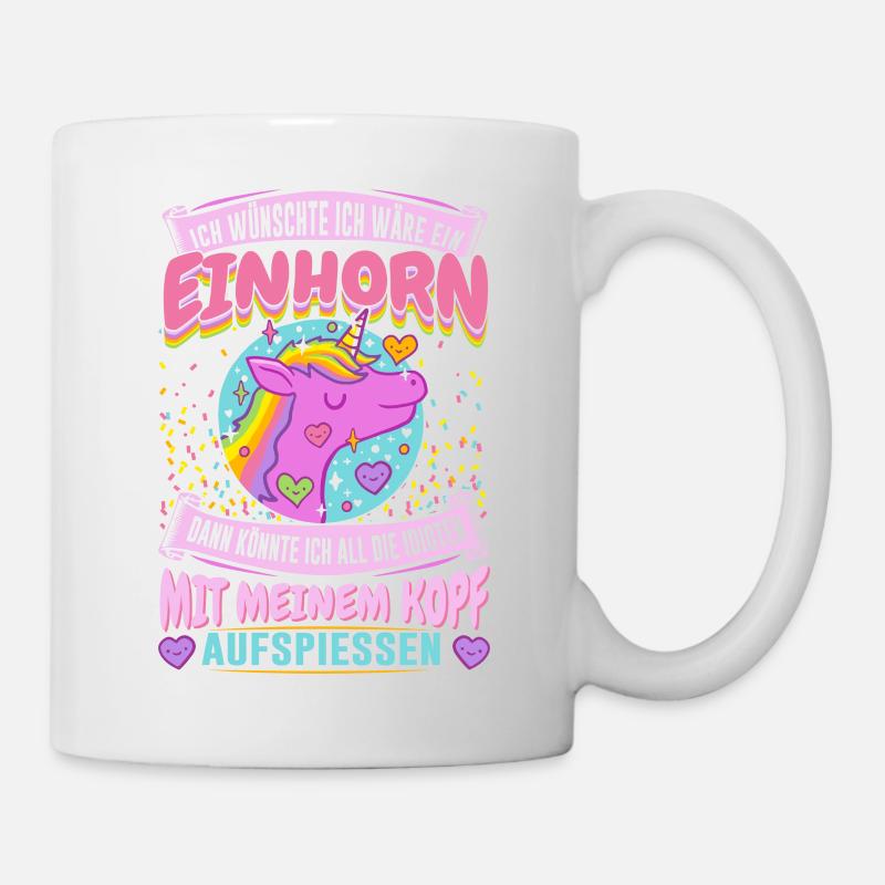Einhorn - Idioten aufspiessen - Tasse - Weiß