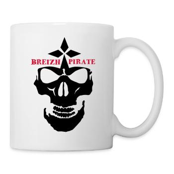 Breizh Piratenschädel und gekreuzte Knochen Hermelin - Tasse - Weiß - Rechts