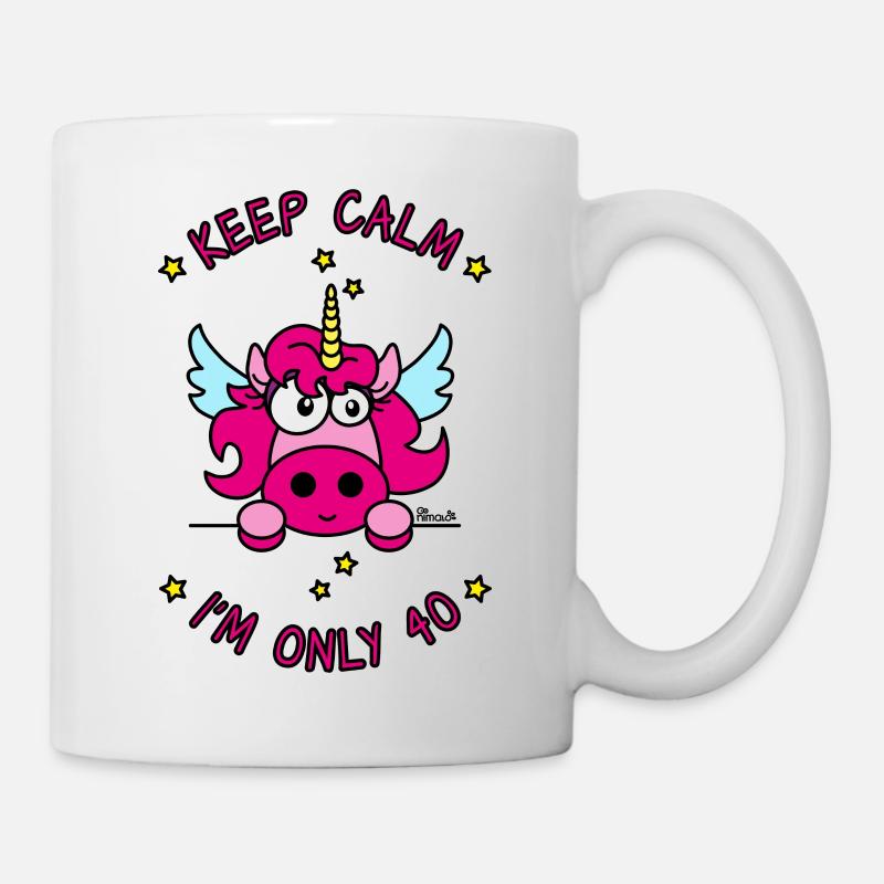 Licorne KEEP CALM I'm only 40 ans - Mug blanc - blanc