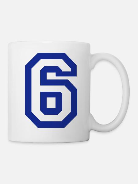 6 - Nummer - Tasse - Weiß