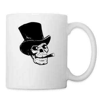 Crâne avec chapeau et cigare - Mug blanc - blanc - Droite