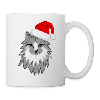 Graue Katze Weihnachten - Tasse - Weiß - Rechts