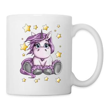 Cute Pink Unicorn Foal Cartoon Stars Drawing - Mug - white - Right