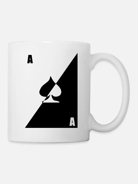 carte as pic pique noir blanc poker - Mug blanc - blanc
