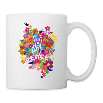 NOUVEAU RAINBOW FLOWER POWER - PAIX - Mug blanc - blanc - Droite