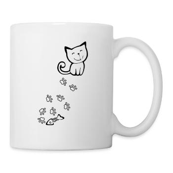 Sweet cat with paws, herringbone - cool shirt - Mug - white - Right