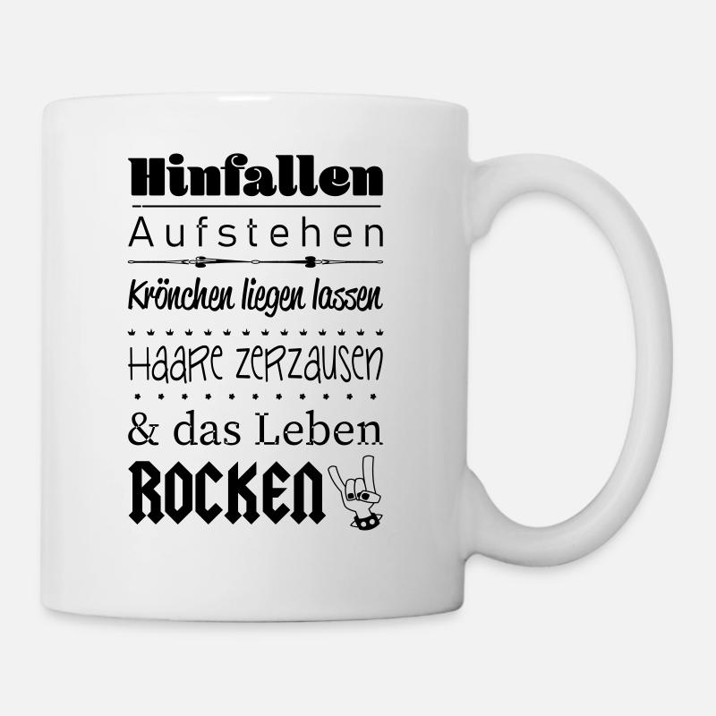 Aufstehen und das Leben ROCKEN :) - Tasse - Weiß