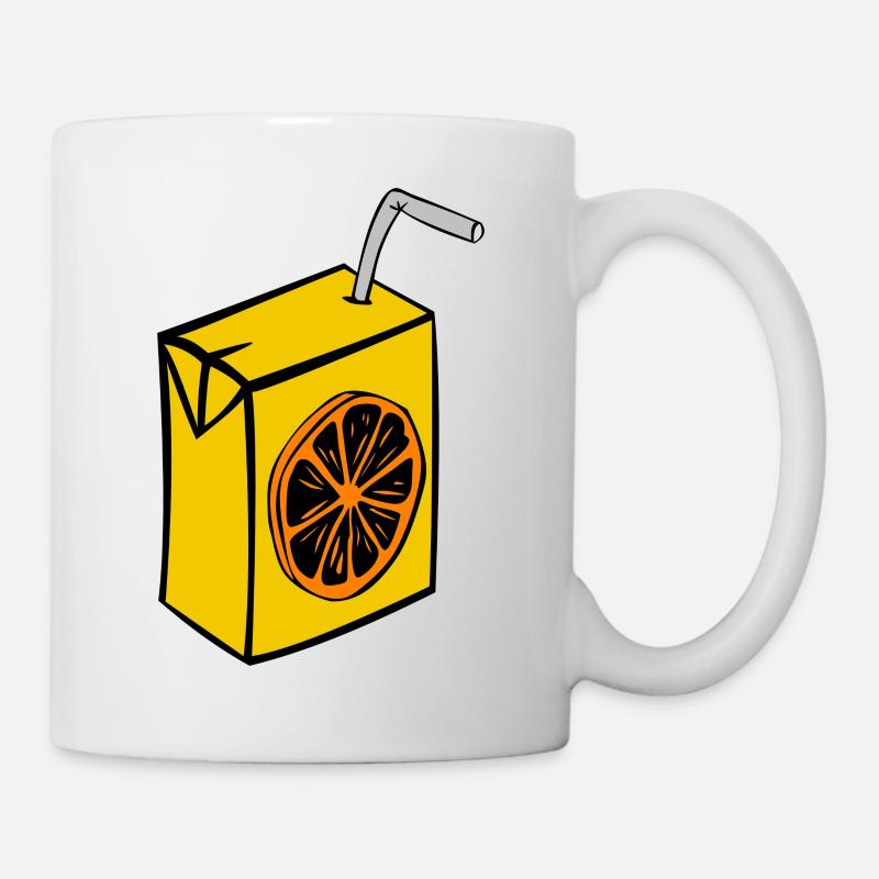saft box karton einweg stroh orange getraenke - Tasse - Weiß