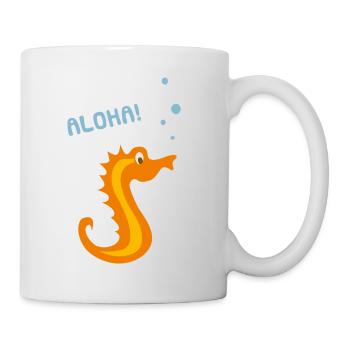 Underwater cartoon character seahorse - Mug - white - Right