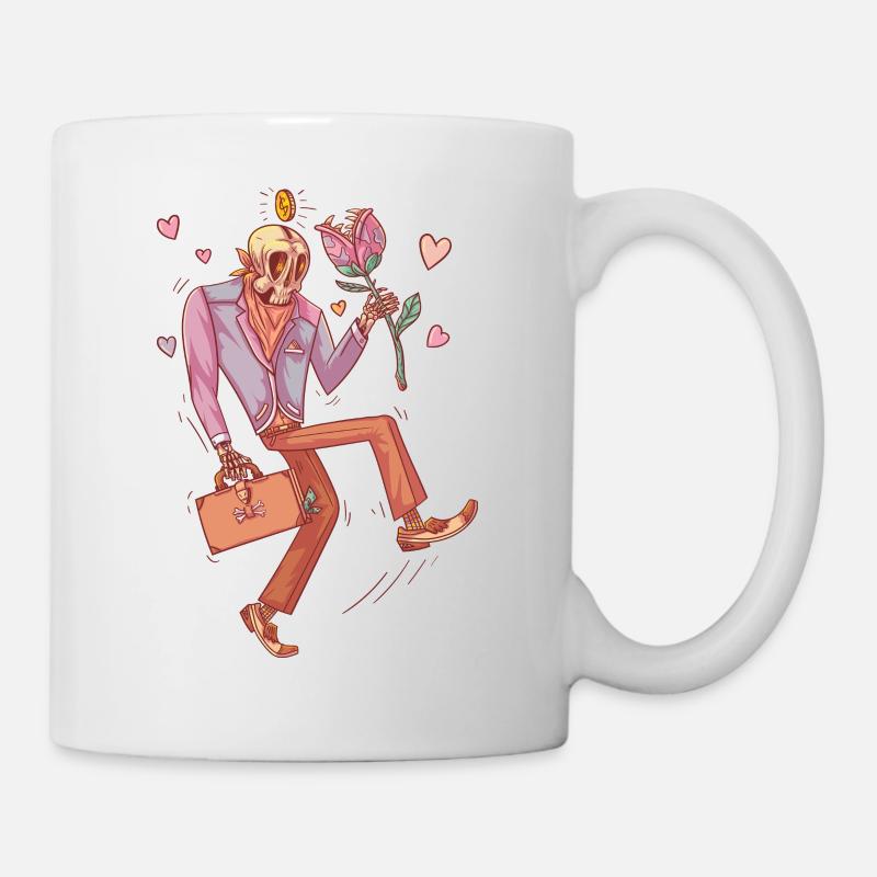 Verliebter Skelett mit fleischfressender Blume - Tasse - Weiß