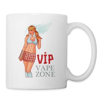 VAPE GIRL mit Minirock und Kniestrümpfen - Tasse - Weiß - Rechts