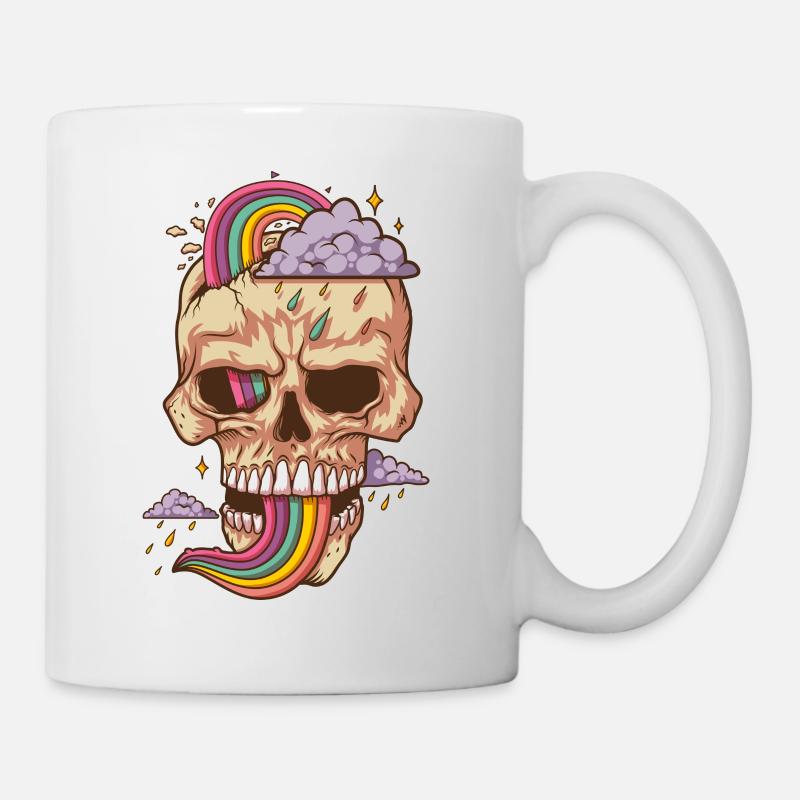 Skull with crazy moods - Mug - white