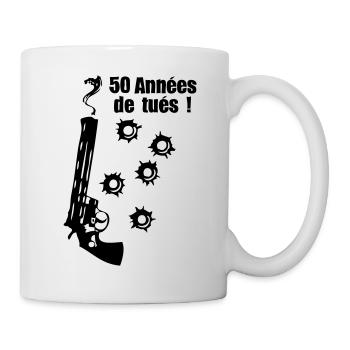 50 years smoking gun bullet impact anniv - Mug - white - Right