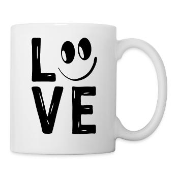 Love Smile Liebe Herzchen Herzen Lachen Happy - Tasse - Weiß - Rechts