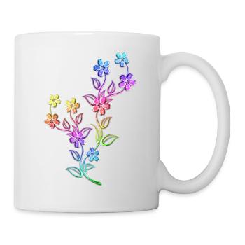 Blumen bunt bunte Blumenranke Blume - Tasse - Weiß - Rechts