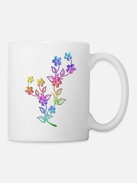 Blumen bunt bunte Blumenranke Blume - Tasse - Weiß