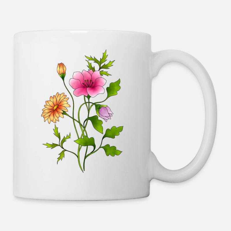 Blumen - Tasse - Weiß
