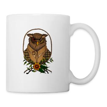 Professor Eule mit Pfeife Geschenk - Tasse - Weiß - Rechts