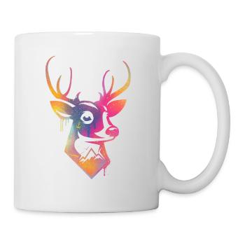 Colorful deer with mountains and birds - Mug - white - Right