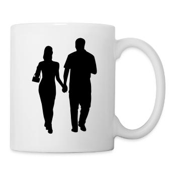 Paar Mann Frau Silhouette - Tasse - Weiß - Rechts