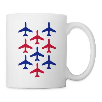 top guns blue and red planes in formation - Mug - white - Right