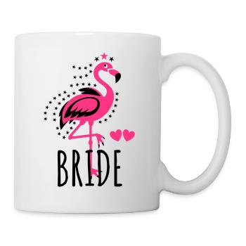 102 JGA BRIDE Flamingo Sterne Braut Herzen - Tasse - Weiß - Rechts