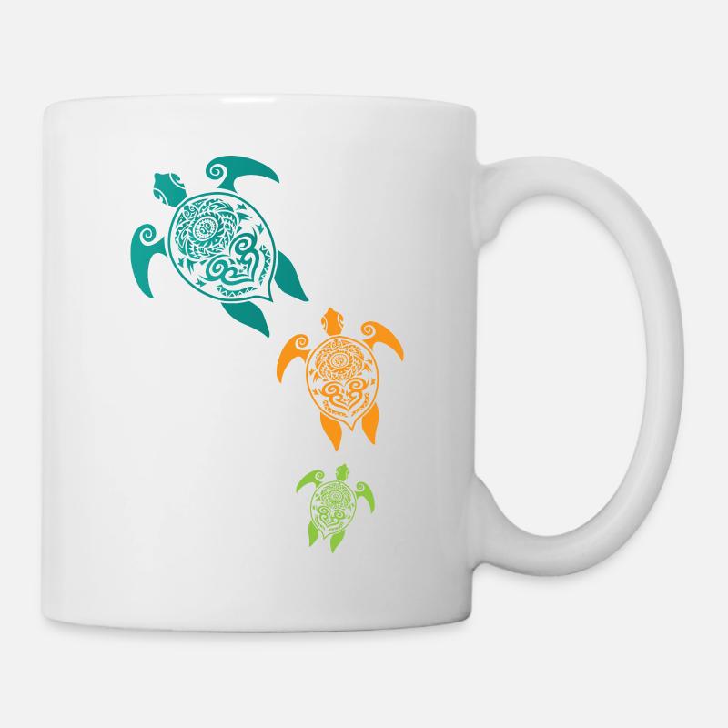 Maori Schildkröten Gruppe Tattoo Geschenk Idee - Tasse - Weiß