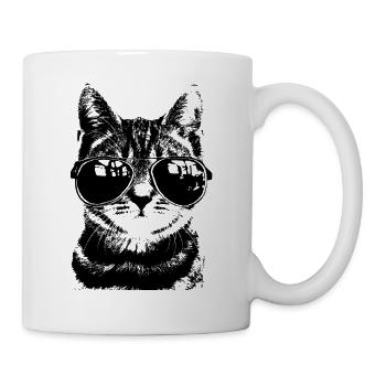 Coole Katze mit Sonnenbrille - Tasse - Weiß - Rechts