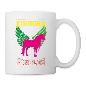 Einhorn Leben sinnlos - Geschenk - Tasse - Weiß - Rechts