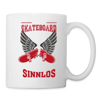 Skateboard broken Leben sinnlos Geschenk - Tasse - Weiß - Rechts