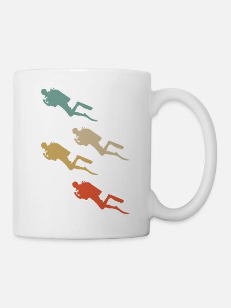 Retro Vintage Design Tauchen Taucher Schwimmer - Tasse - Weiß