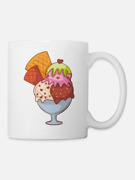 Eis Speiseeis Eiskrem Eiscreme Kugeleis Eisbecher - Tasse - Weiß