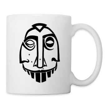Maske Totem Drei Gesichter Hindu Gottheit Schwarz - Tasse - Weiß - Rechts