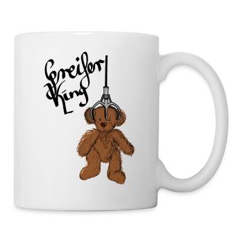 Greifer King, Teddy am Greifarm, Geschenkidee, - Tasse - Weiß - Rechts