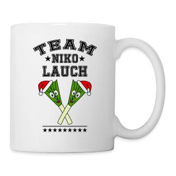 Team Nikolauch Lauch Nikolaus Weihnachten Logo sw - Tasse - Weiß - Rechts