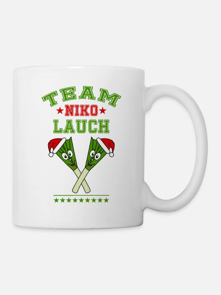 Team Nikolauch Lauch Nikolaus Weihnachten Logo grü - Tasse - Weiß