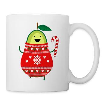 Cute Avocado Merry Christmas Ugly Sweater Santa - Mug - white - Right