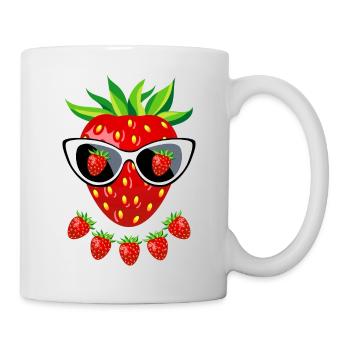 22 Doux lunettes de soleil à la fraise - Mug blanc - blanc - Droite