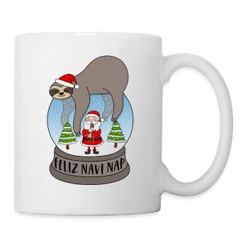 Faultier Schneekugel Feliz Navidad Feliz Navi Nap - Tasse - Weiß - Rechts