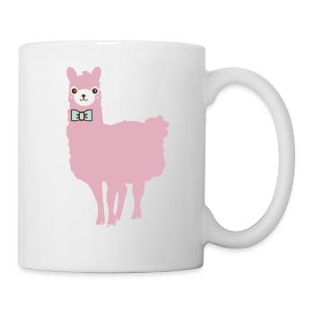 Lama pink mit Fliege - Tasse - Weiß - Rechts