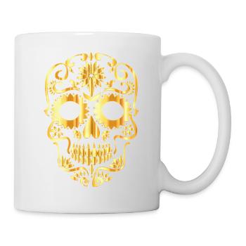 Crâne d'or - Mug blanc - blanc - Droite