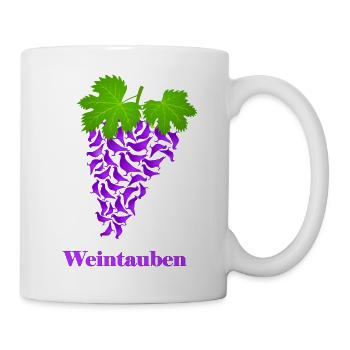 rote Weintauben, Weintrauben, Tauben, Taube - Tasse - Weiß - Rechts