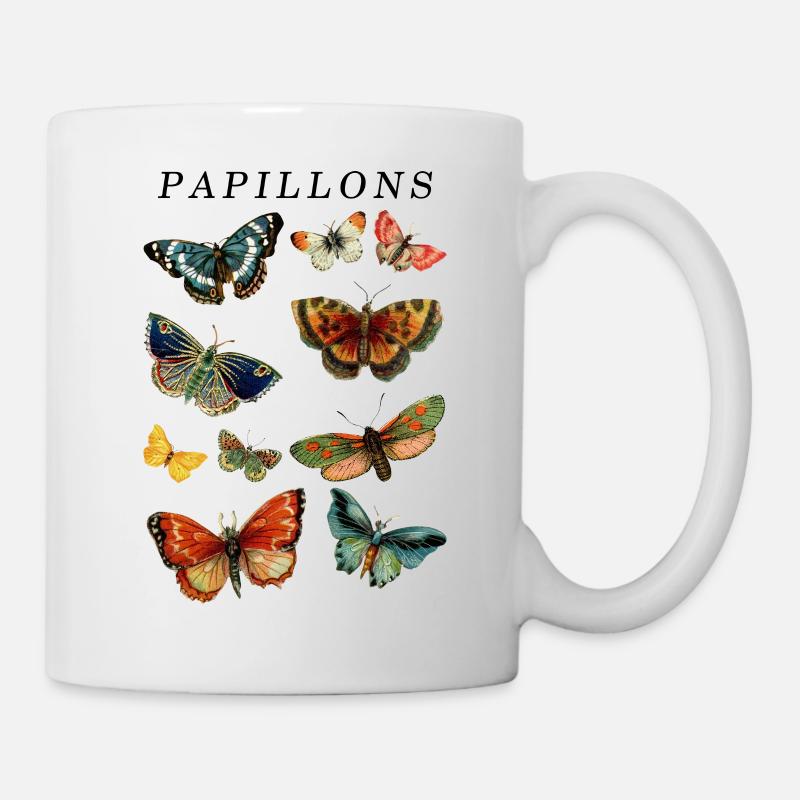 Papillons Papillon Vintage Graphique - Mug blanc - blanc