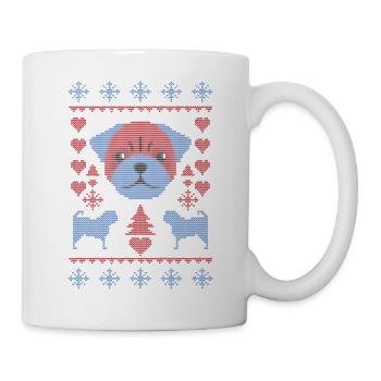 Pug Christmas in knitted look - Mug - white - Right