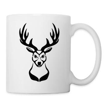 Un cerf une un cerf tête 1c - Mug blanc - blanc - Droite
