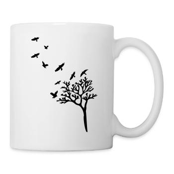 trees_birds_shilouette - Tasse - Weiß - Rechts
