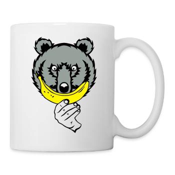 teddy bear smiling banana smiley face because - Mug - white - Right