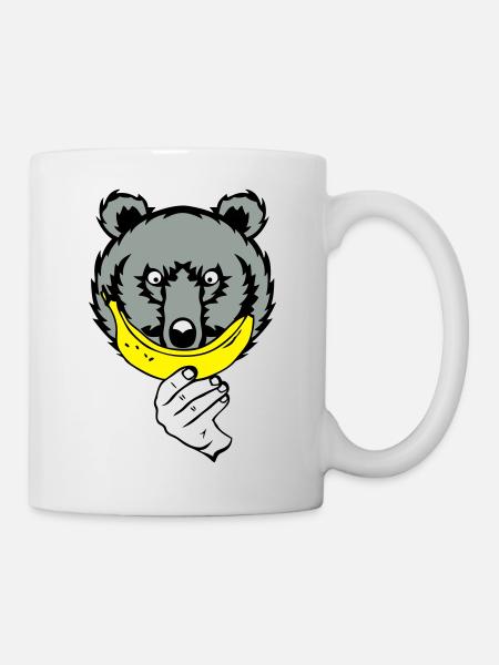 Teddybärlächeln Banane Smiley-Gesicht, weil - Tasse - Weiß