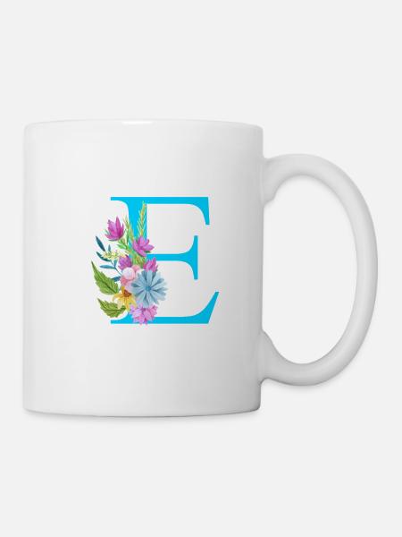 Lettre E bleue - Mug blanc - blanc