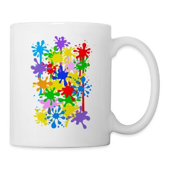 Karneval Kostüm Faschingskostüm Maler Farbkleckse - Tasse - Weiß - Rechts